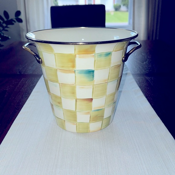 Mackenzie Childs Parchment Check wine bucket or ice bucket. - Picture 1 of 4